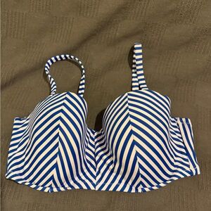 Striped Blue and White Swimsuit Top
